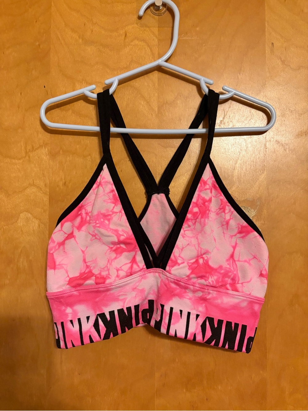 PINK Victoria's Secret Hot Pink Tie-Dye Strappy Bikini Top